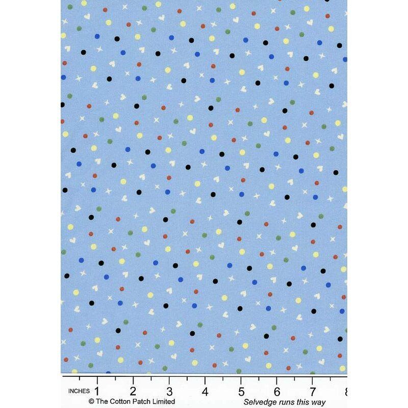 Dots and Spots fabrics: Dots and Hearts on Sky Dots and Spots fabrics: Dots and Hearts on Sky