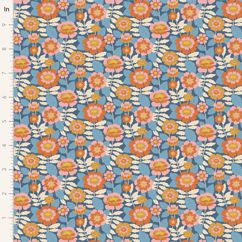 Tilda Wallflower fabric: Beverly, Blue Tilda Wallflower fabric: Beverly, Blue