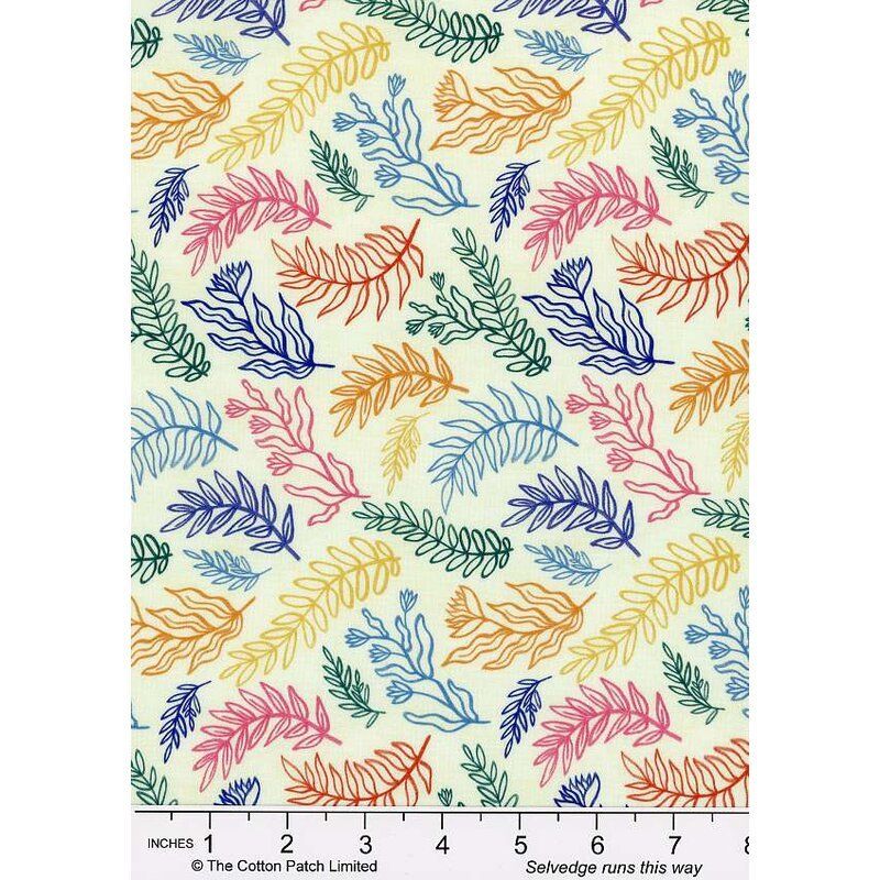 Cyprus Fabric: Linear Sprigs, Multi Cyprus Fabric: Linear Sprigs, Multi