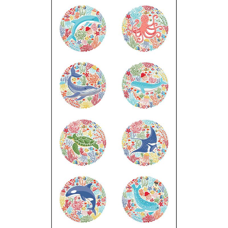 Deep Blue Sea Fabric: 60cm Panel, White