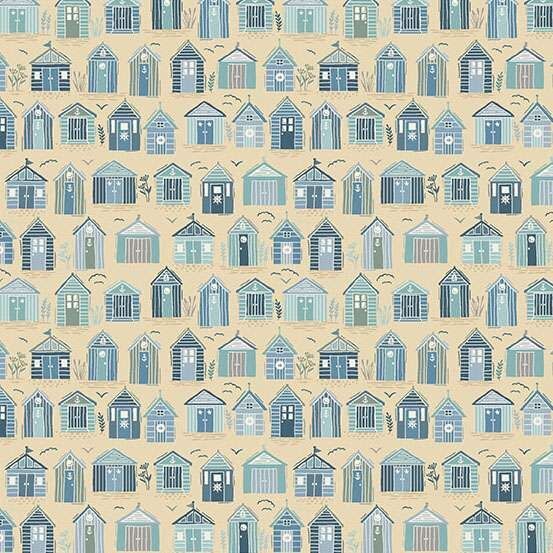 Driftwood fabric, Beach Huts, Mid Cream