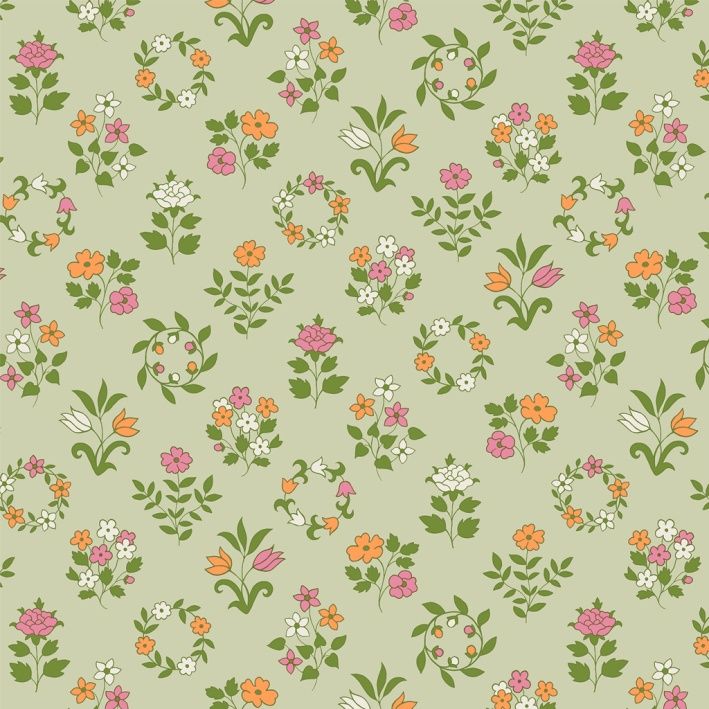 Liberty Craft Garden fabric: Mary's Embroidery, Green