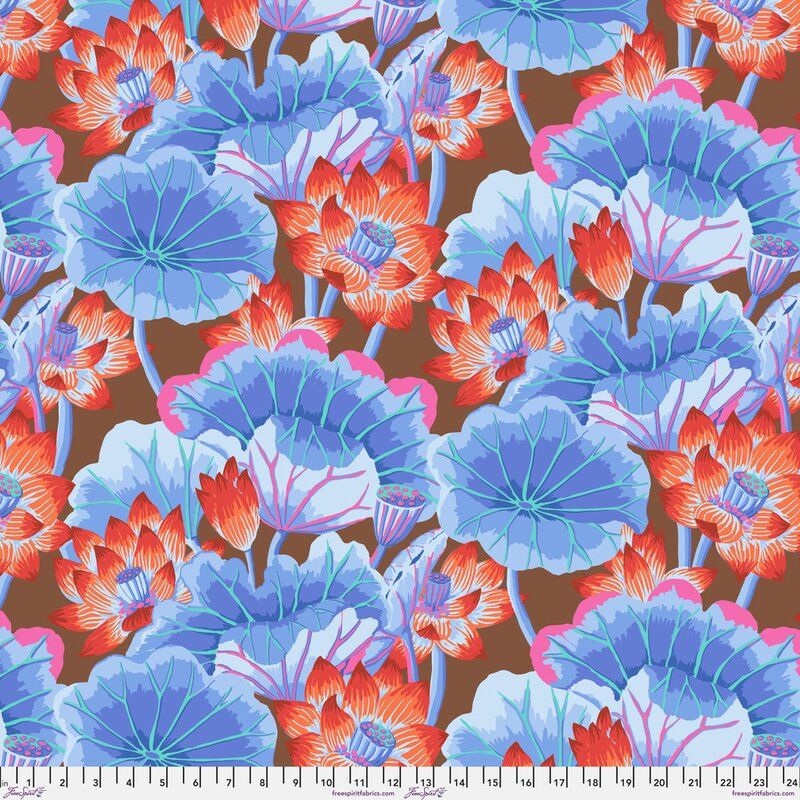 Kaffe Fassett Fabric Lake Blossoms Brown (per 1/4 metre)