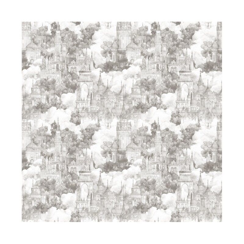 Folklore fabrics: Castles in Clouds, Grey