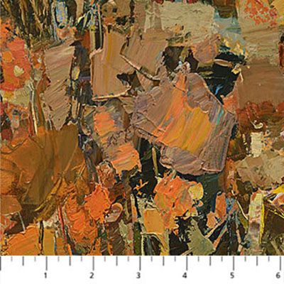 First Snow fabric, Abstract Trees, Dark