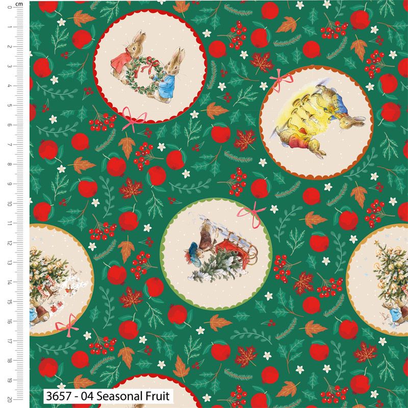 Peter Rabbit Christmas Orchard fabric: Seasonal Fruit