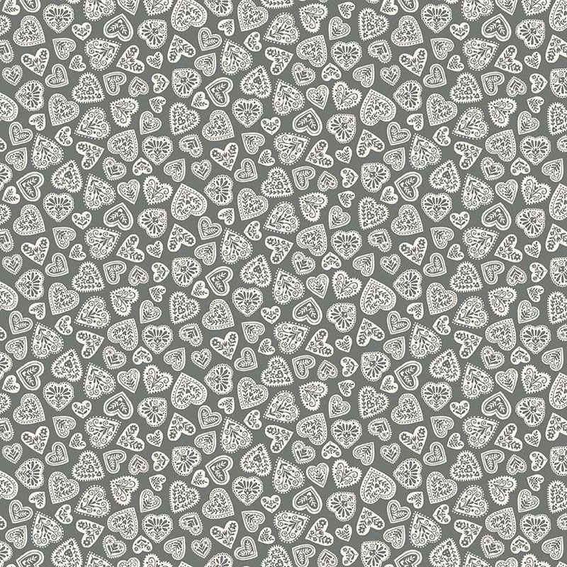 Scandi fabric: Hearts, Silver