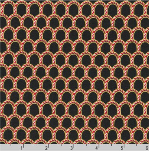 Peppermint Twist fabric: Peppermint Sticks, Black