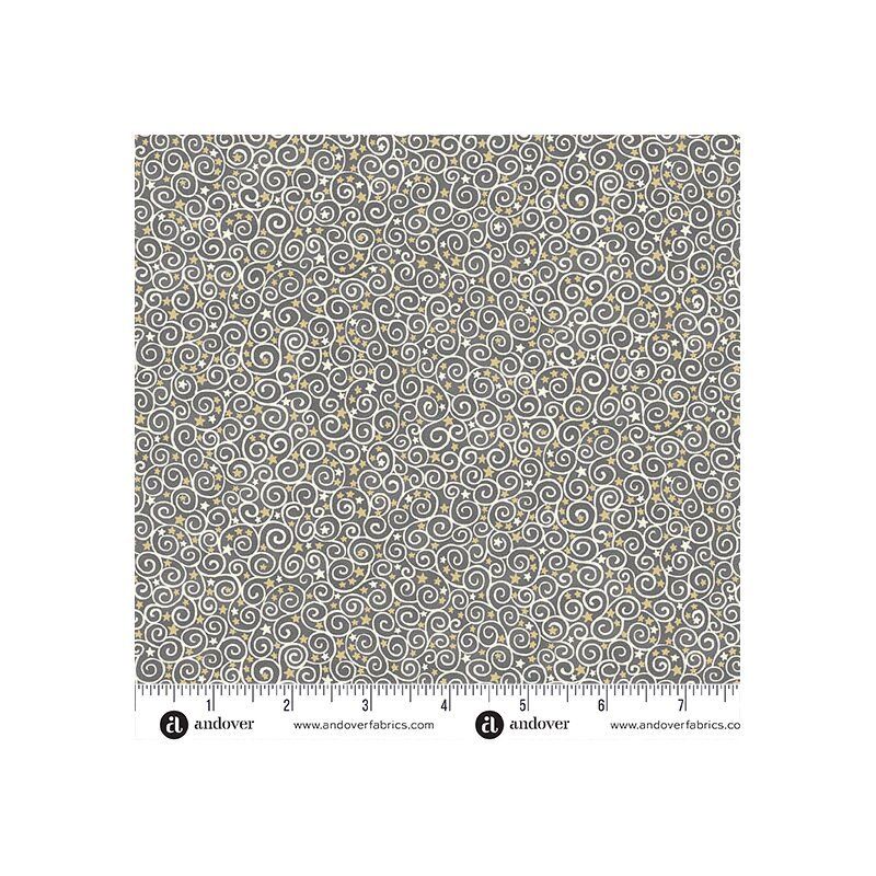 Charmed Fabric, Scroll, Silver Charmed Fabric, Scroll, Silver