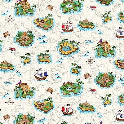 Pirates fabric: Islands Cream (per 1/4 metre) Pirates fabric: Islands Cream (per 1/4 metre)