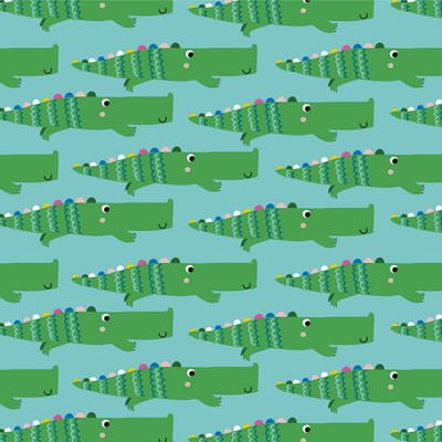 Rainbow Friends Fabric: Alligators Blue (per 1/4 metre) Rainbow Friends Fabric: Alligators Blue (per 1/4 metre)