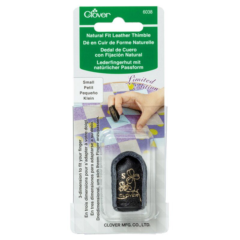 Clover Black Natural Fit Leather Thimble: Small