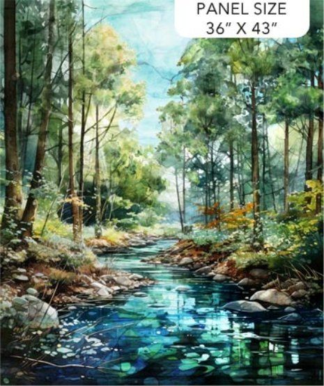 Serenity Springs fabric, Panel 36" (92cm) Serenity Springs fabric, Panel 36" (92cm)