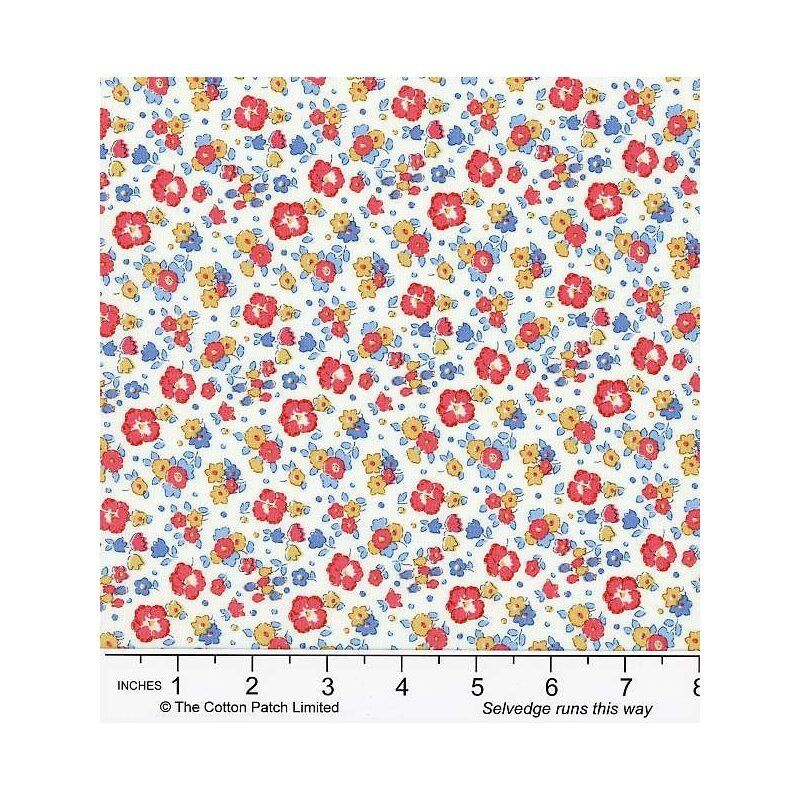 Liberty Riviera Fabric: Seaside Blossom, Red Liberty Riviera Fabric: Seaside Blossom, Red