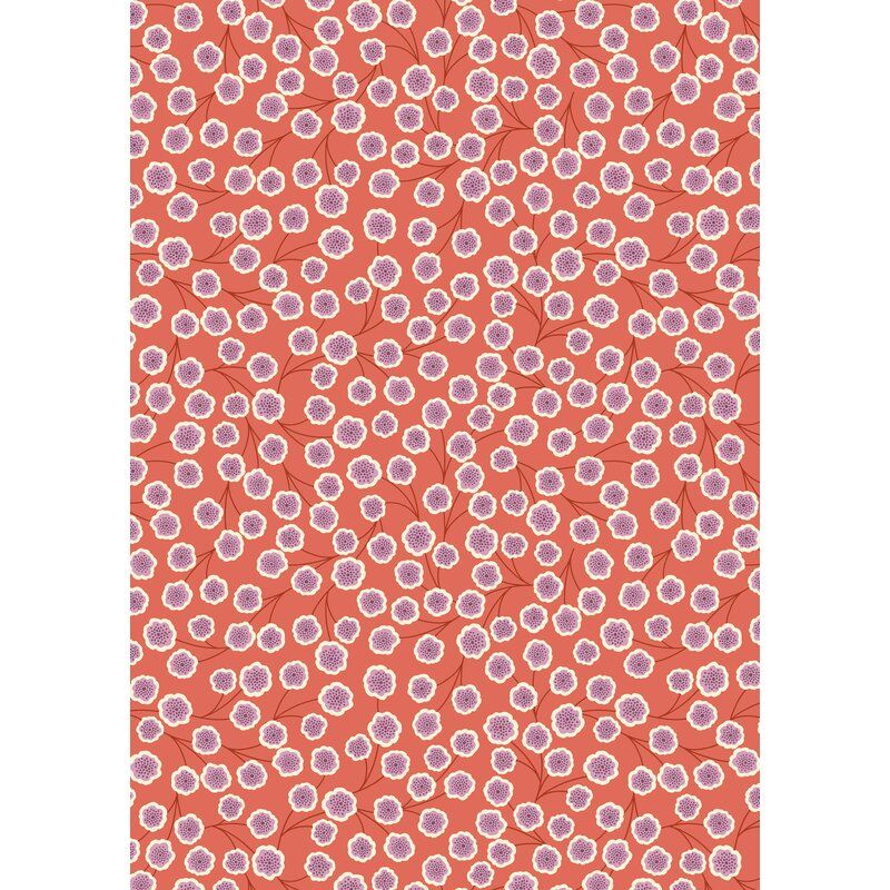 Jardin d'Automne fabric: Simple Flower on Terracotta
