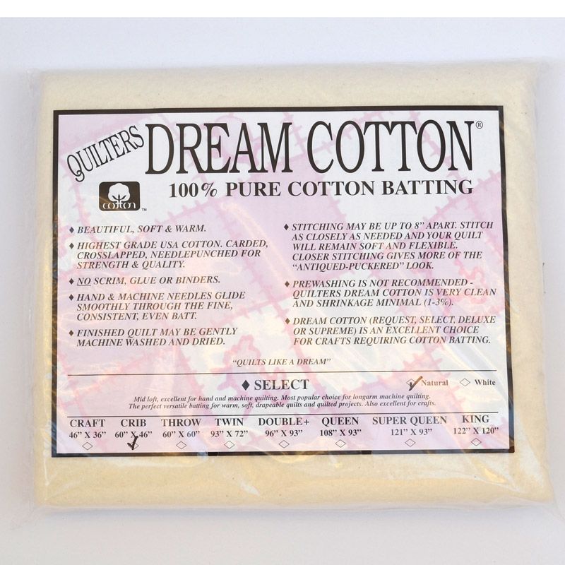 Quilters Dream Cotton Wadding, Natural Select Crib Size Quilters Dream Cotton Wadding, Natural Select Crib Size