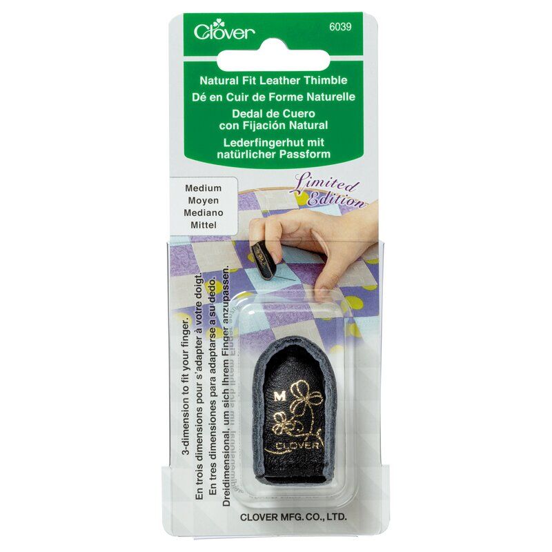 Clover Black Natural Fit Leather Thimble: Medium