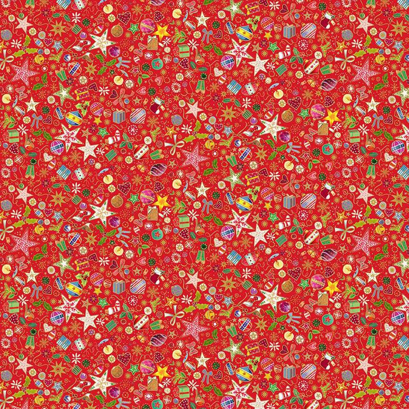 Jolly St Nick Fabric Christmas Treasures, Red