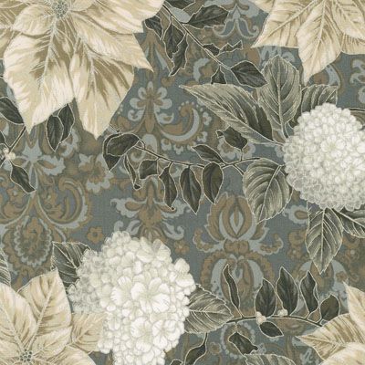 Holiday Flourish Snow Flower fabric Flowers Pewter (per 1/4 metre) Holiday Flourish Snow Flower fabric Flowers Pewter (per 1/4 metre)