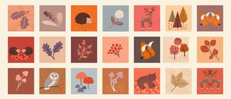 Nature Trail fabric: 5" Squares 46cm Panel Nature Trail fabric: 5" Squares 46cm Panel