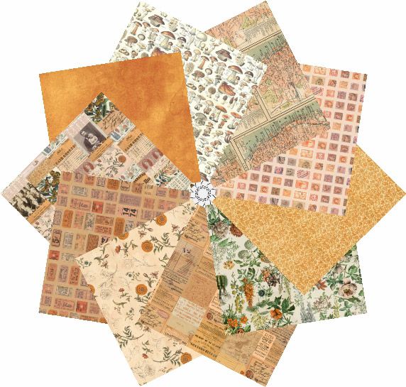 Tim Holtz Eclectic Elements Palette Orange Fat Quarter Pack