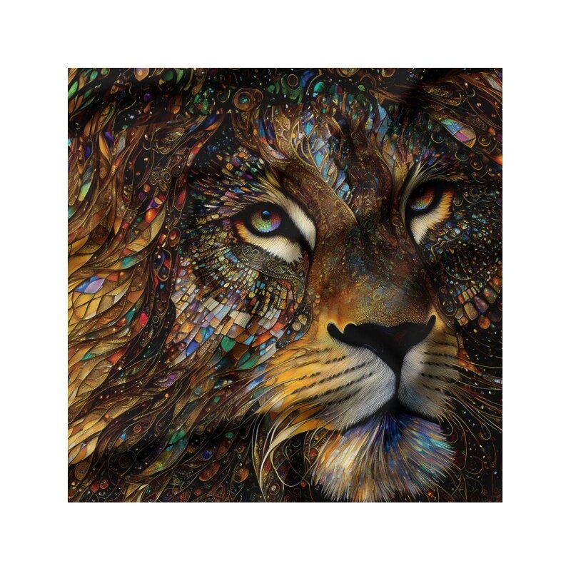 Gilded Fabric: Majestic Lion Panel 37" (94cm) Gilded Fabric: Majestic Lion Panel 37" (94cm)