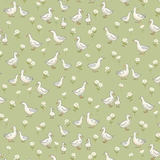 Little Ones Fabric: Ducks, Green