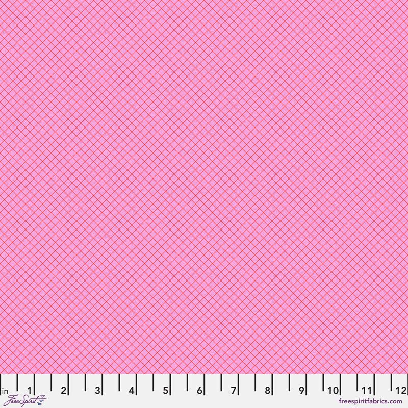 Tula Pink True Colours Fabric: On the Grid, Bubblegum