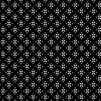 Nellie's Shirtings Fabric: Star Flower Black (per 1/4 metre)