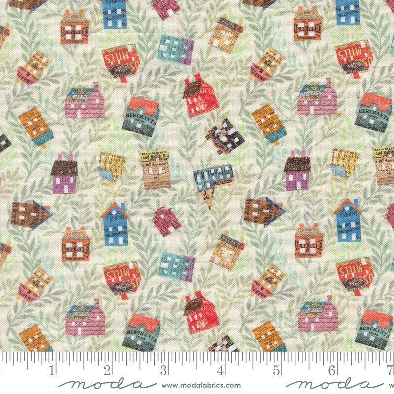 Paper Hamlet fabric, Tossed Houses, Paper