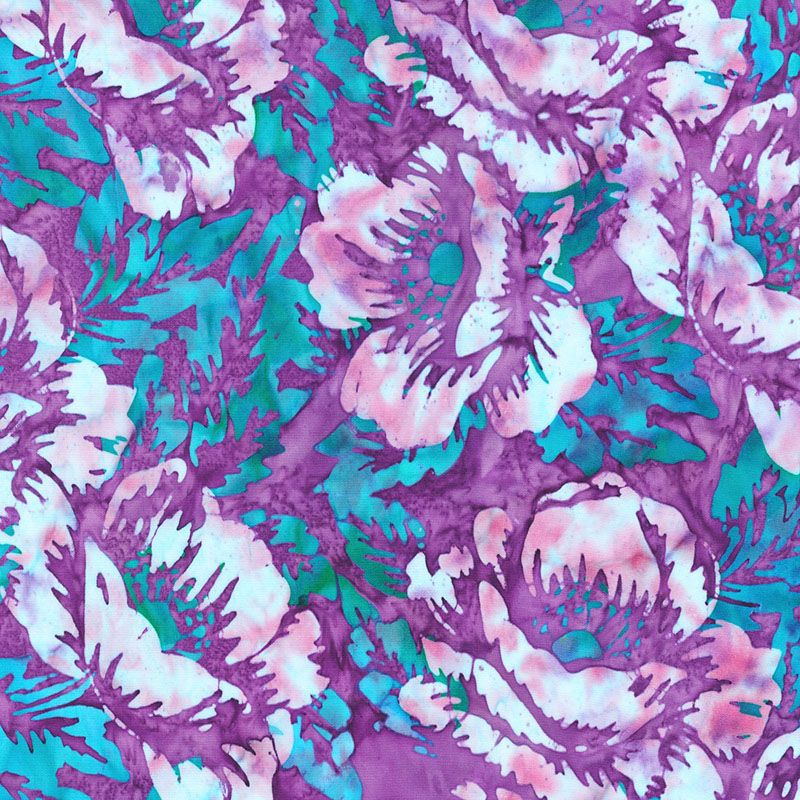 Wild Poppies Batik fabric: Orchid