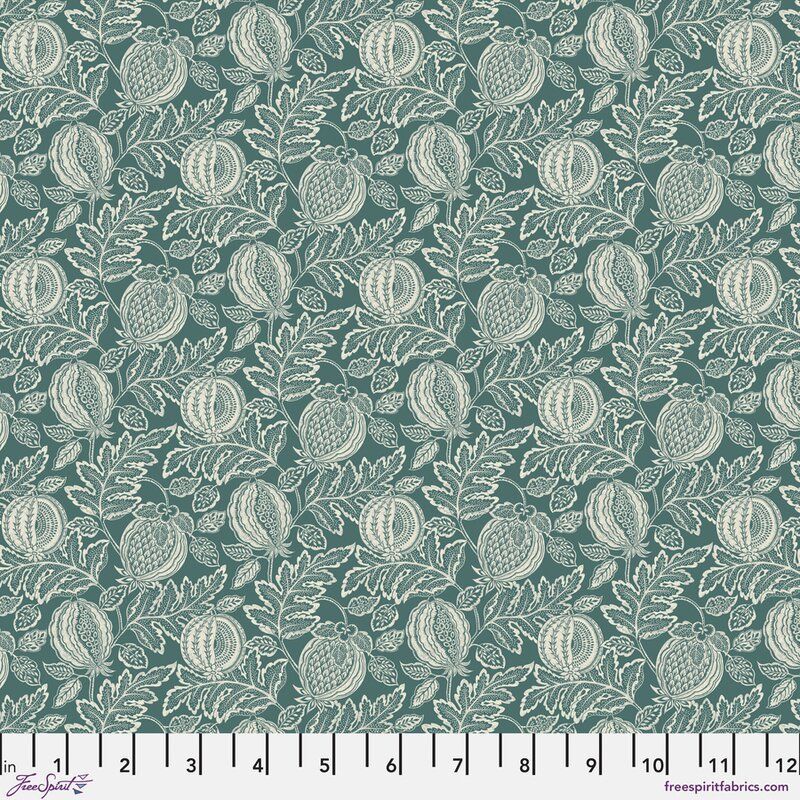 Caspian fabric, Tonal Canteloupe, Teal