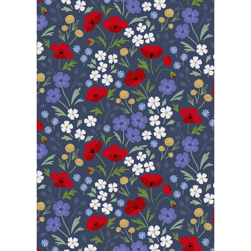 Forever Blooms fabric: Wild Blooms, Prussian Blue