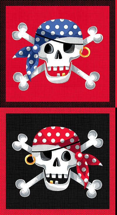 Pirates fabric: Skull & Crossbones Panel Pirates fabric: Skull & Crossbones Panel
