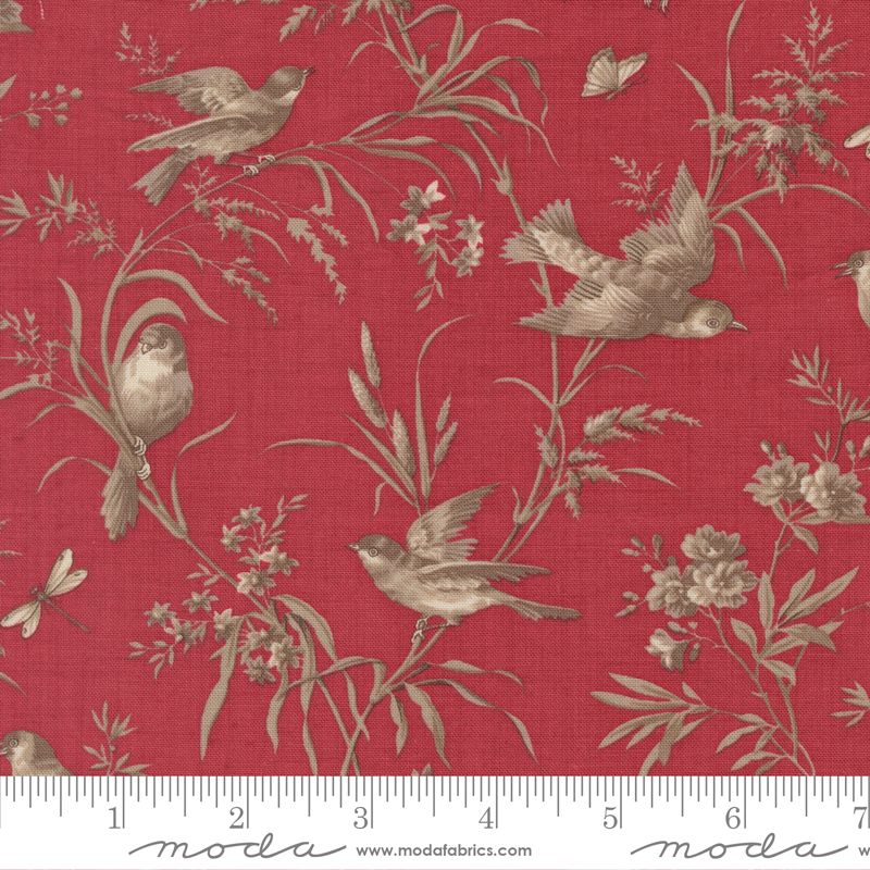 Joie De Vivre fabric, Moineau, Rouge