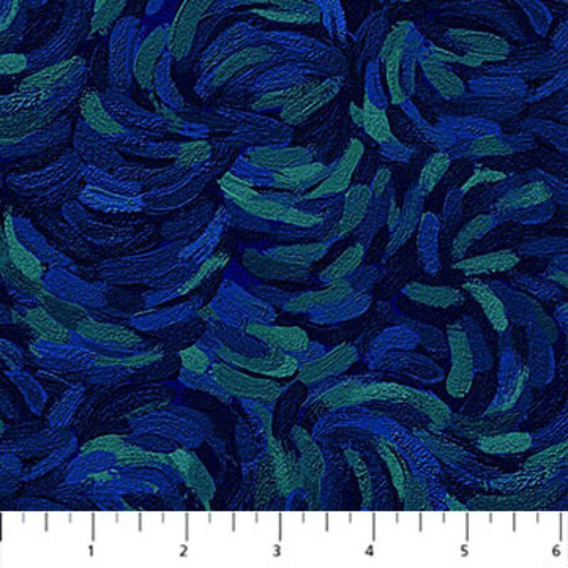 Starry Night fabric: Brushstrokes, Dark