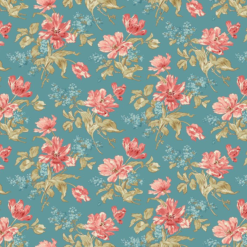 Lighthouse Blue fabric: Front Porch Bouquet, Summer Breeze