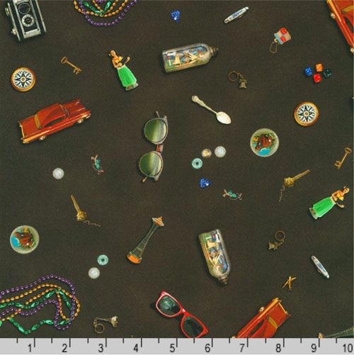 Library of Rarities fabric: Vintage Voyage, Charcoal