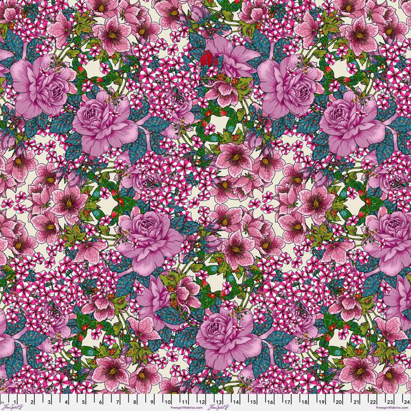 Free Spirit 108" Quilt Backs: Language of Flowers Pergola Cream (per 1/4 metre)