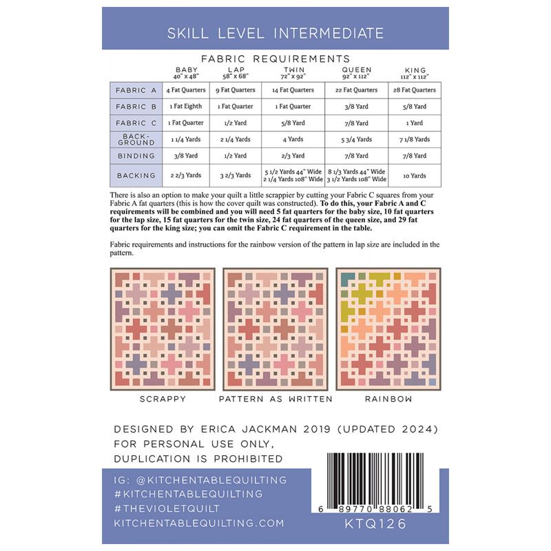 The Violet Quilt Pattern Kitchen Table Quilting