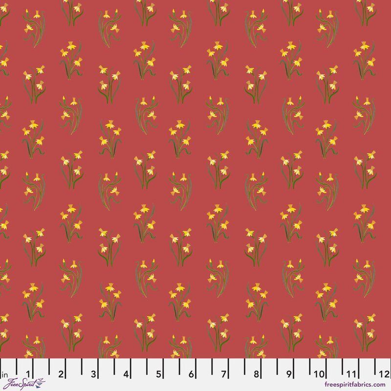 Backyard Wonder fabric: Backyard Bouquets, Red
