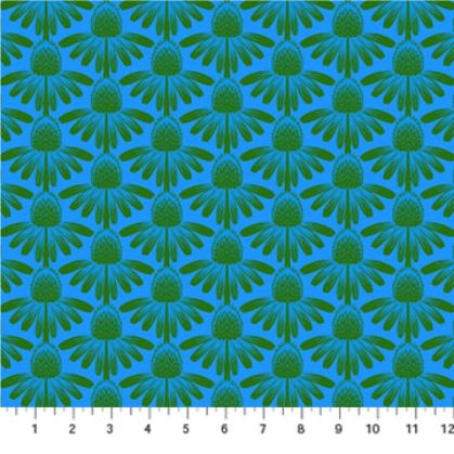 Indelible fabric: Echinacea, Cheery Blue