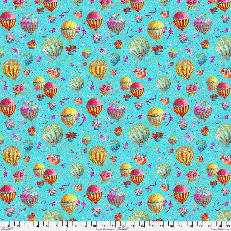 Festival Fabric: Small Balloons, Blue Festival Fabric: Small Balloons, Blue
