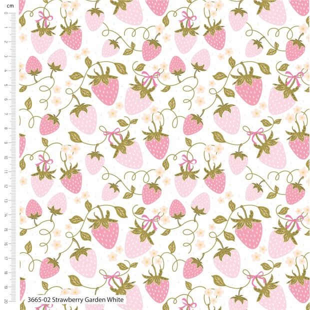 Sweet Blooms fabric: Strawberry Garden, White