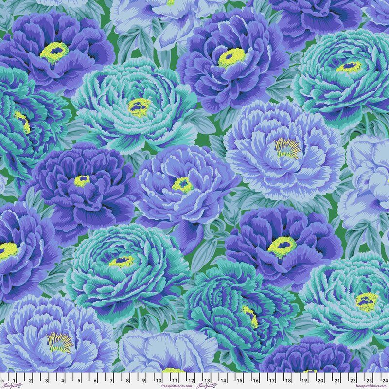 Kaffe Fassett Collective Fabric Tibetan Peony, Blue