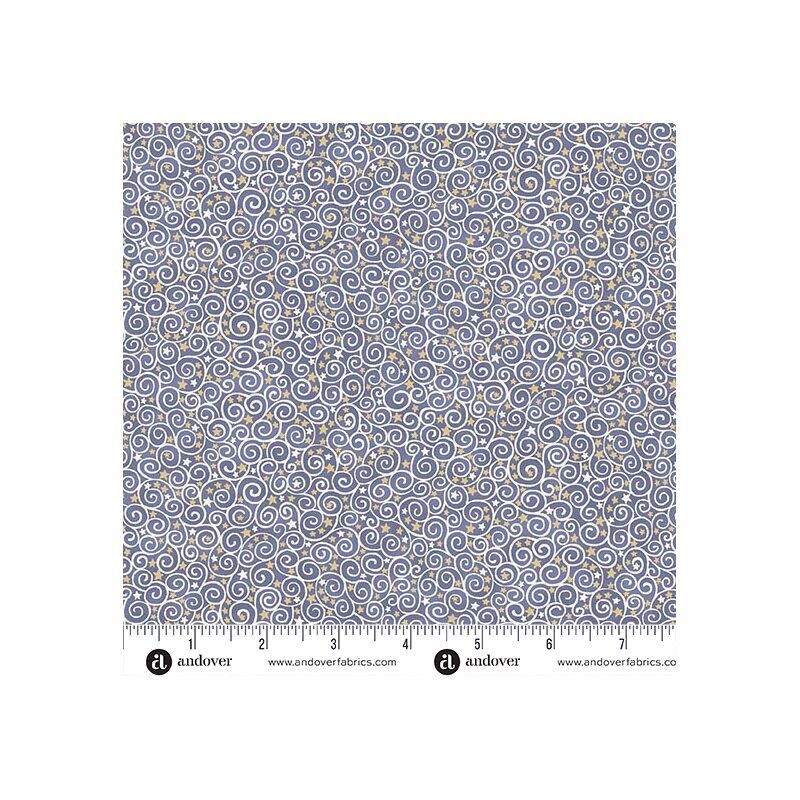 Charmed Fabric, Scroll, Blue Charmed Fabric, Scroll, Blue