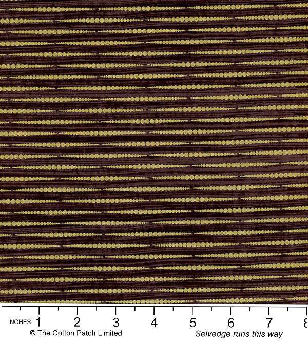 Classic Coordinates Fabric: Metallic Gold Dots Stripe Brown (per 1/4 metre)