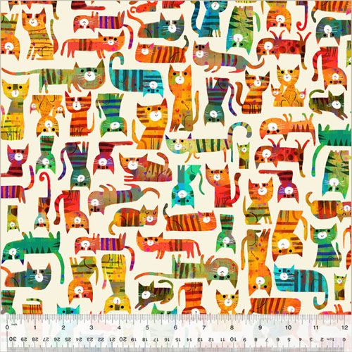Fur-Ever Friends fabric: Cat House, Ivory