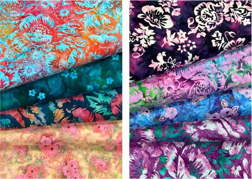 Wild Poppies Batik Fabric 10" Patchwork Palette