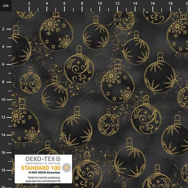 Christmas Wonders fabric: Petit Cristal, Baubles Grey